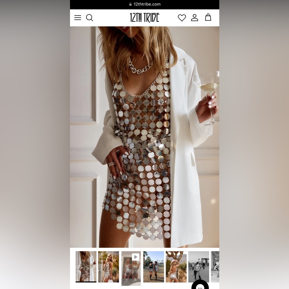 12th tribe Diana Silver Disco dress